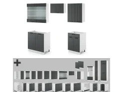 Mueble de cocina antracita casa de campo/blanco 200x60x81.6 fame-line
