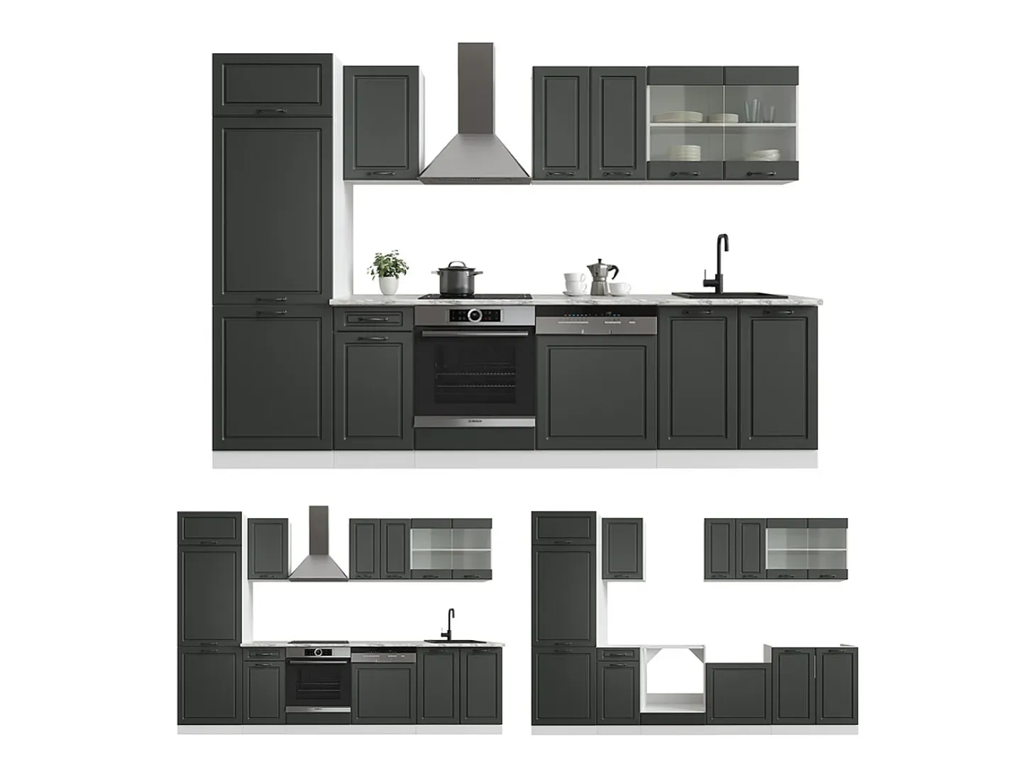 Mueble de cocina antracita casa de campo/blanco 300x60x81.6 r-line
