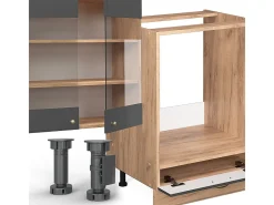 Mueble de cocina antracita casa de campo/roble kraft dorado 300x46x81.6 fame-line