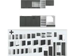 Mueble de cocina antracita casa de campo/blanco 240x60x81.6 r-line
