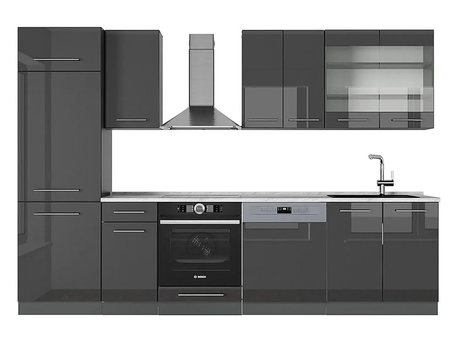 Mueble de cocina antracita alto brillo 300x60x81.6 fame-line