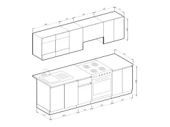 Mueble de cocina antracita brillo intenso/blanco 240x60x81.6 raul