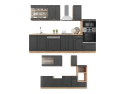 Mueble de cocina antracita casa de campo/roble kraft dorado 300x60x81.6 fame-line