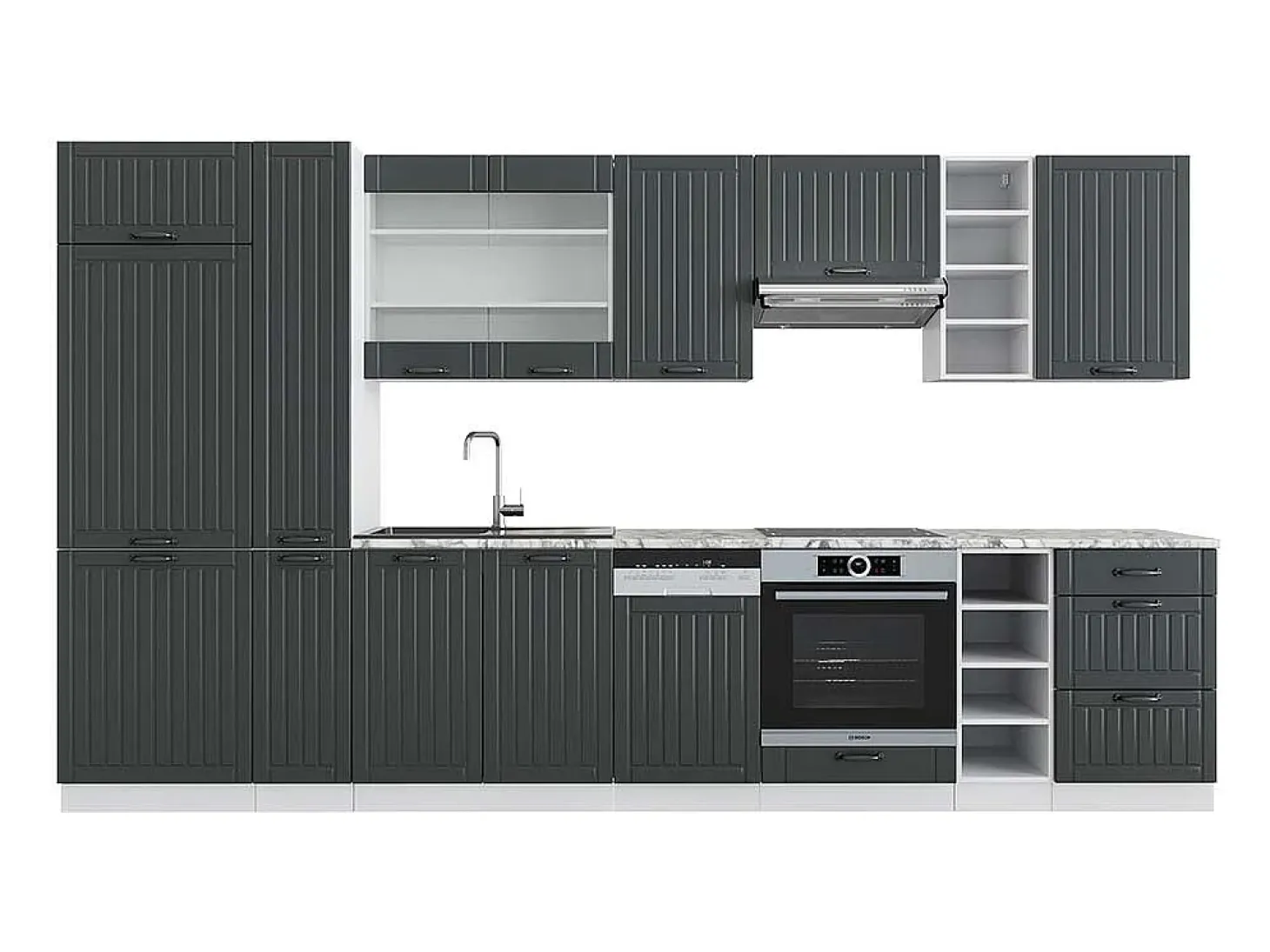 Mueble de cocina antracita casa de campo/blanco 355x60x81.6 fame-line