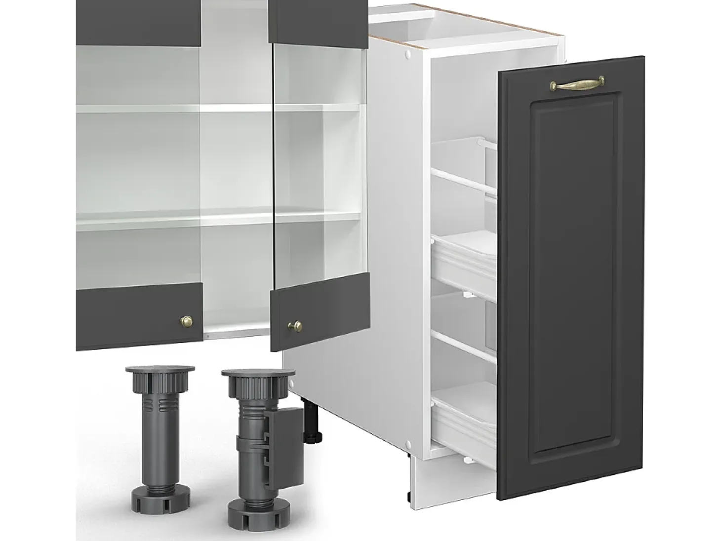 Mueble de cocina antracita casa de campo/blanco 280x46x81.6 fame-line