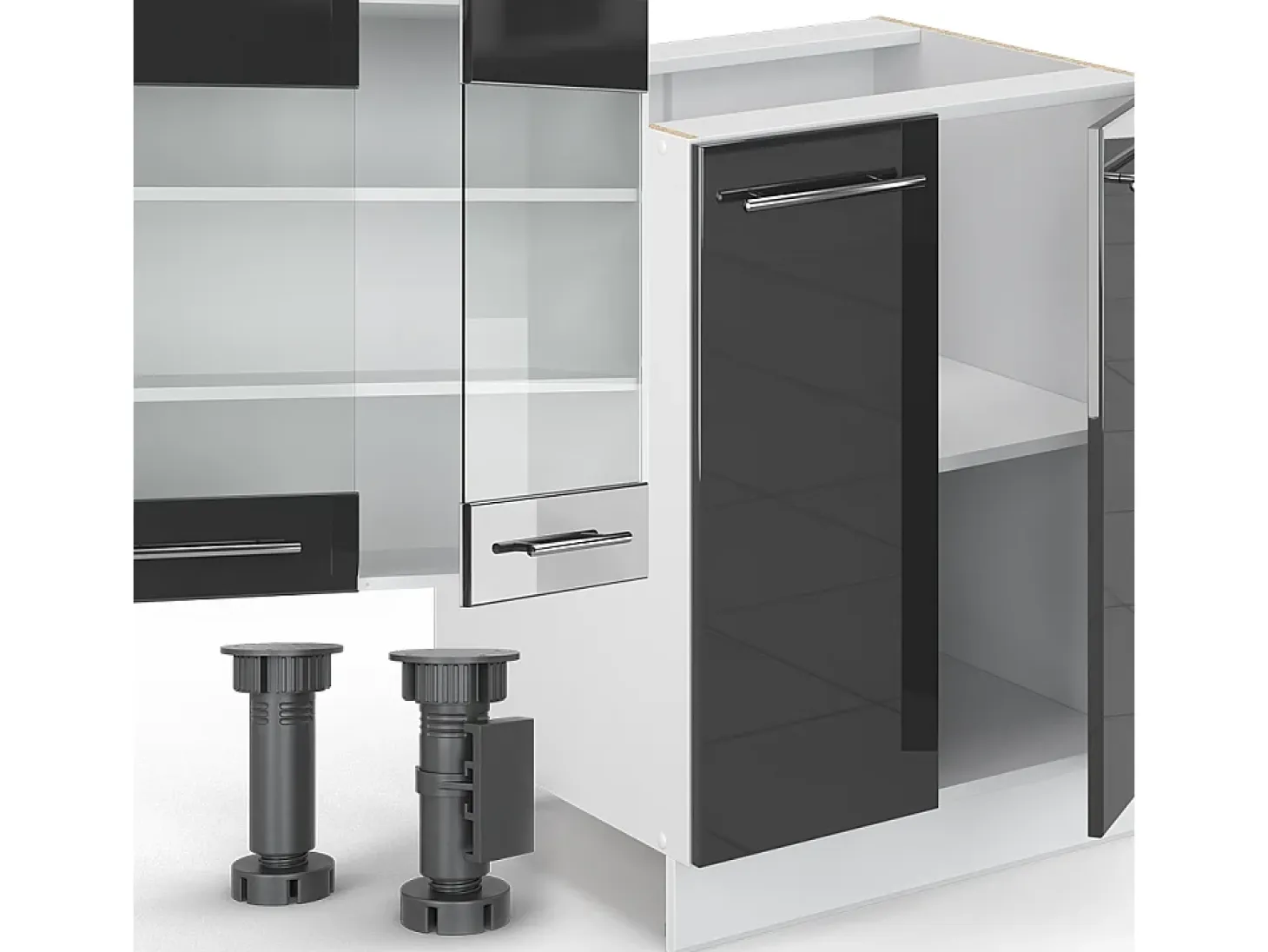 Mueble de cocina antracita brillo intenso/blanco 300x60x81.6 fame-line