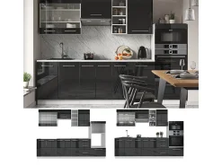 Mueble de cocina antracita brillo intenso/blanco 280x60x81.6 fame-line