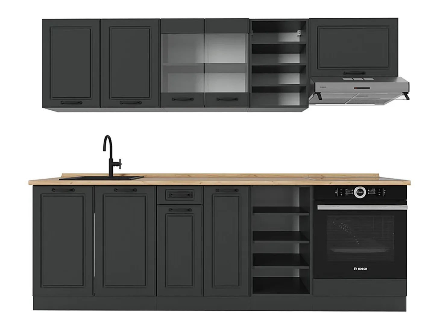 Mueble de cocina antracita casa de campo/antracita 240x46x81.6 r-line