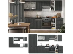 Mueble de cocina antracita casa de campo/blanco 355x60x81.6 fame-line