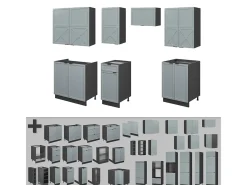 Mueble de cocina azul claro/gris antracita 240x46x81.6 fame-line