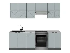 Mueble de cocina azul claro/gris antracita 240x46x81.6 fame-line