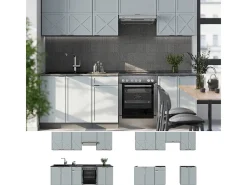 Mueble de cocina azul claro/gris antracita 240x46x81.6 fame-line