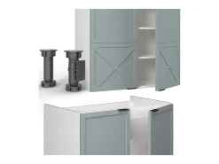 Mueble de cocina azul claro-gris-blanco 200x60x81.6 fame-line