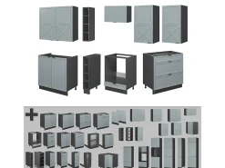 Mueble de cocina azul claro/gris antracita 235x46x81.6 fame-line