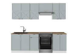 Mueble de cocina azul claro-gris-blanco 240x60x81.6 fame-line