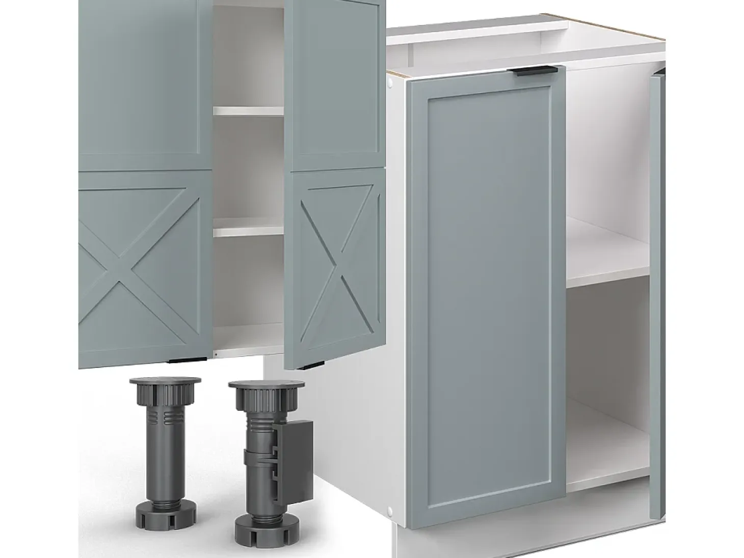 Mueble de cocina azul claro-gris-blanco 300x60x81.6 fame-line