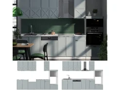 Mueble de cocina azul claro-gris-blanco 300x60x81.6 fame-line