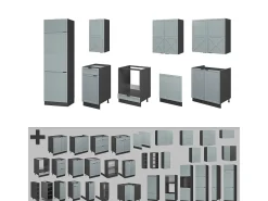 Mueble de cocina azul claro/gris antracita 300x46x81.6 fame-line