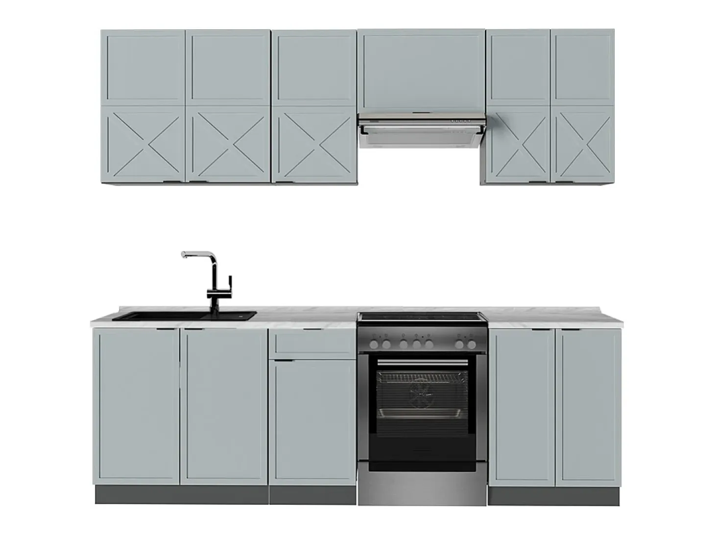 Mueble de cocina azul claro/gris antracita 240x60x81.6 fame-line