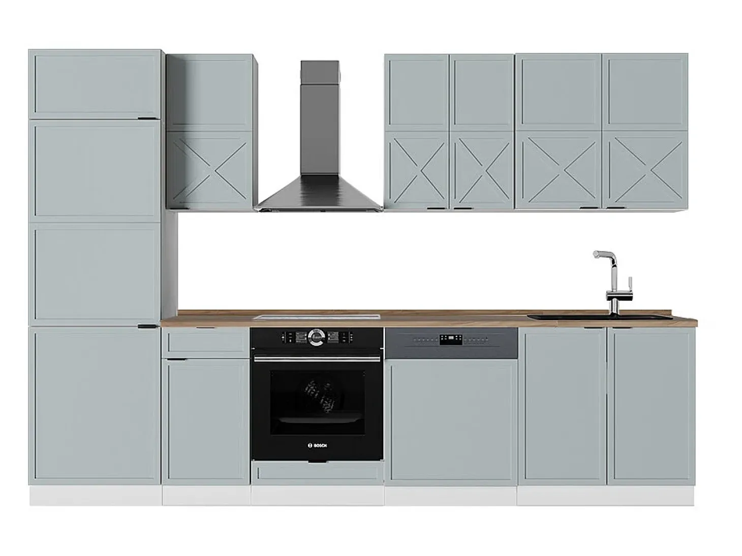 Mueble de cocina azul claro-gris-blanco 300x60x81.6 fame-line
