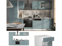 Mueble de cocina azul-gris-blanco 300x60x81.6 r-line