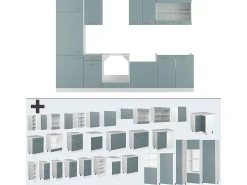 Mueble de cocina azul-gris-blanco 300x60x81.6 r-line