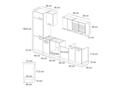 Mueble de cocina azul-gris-blanco 300x60x81.6 r-line