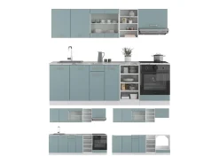 Mueble de cocina azul-gris-blanco 240x46x81.6 r-line