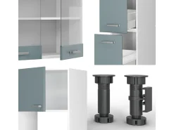 Mueble de cocina azul-gris-blanco 350x46x81.6 r-line