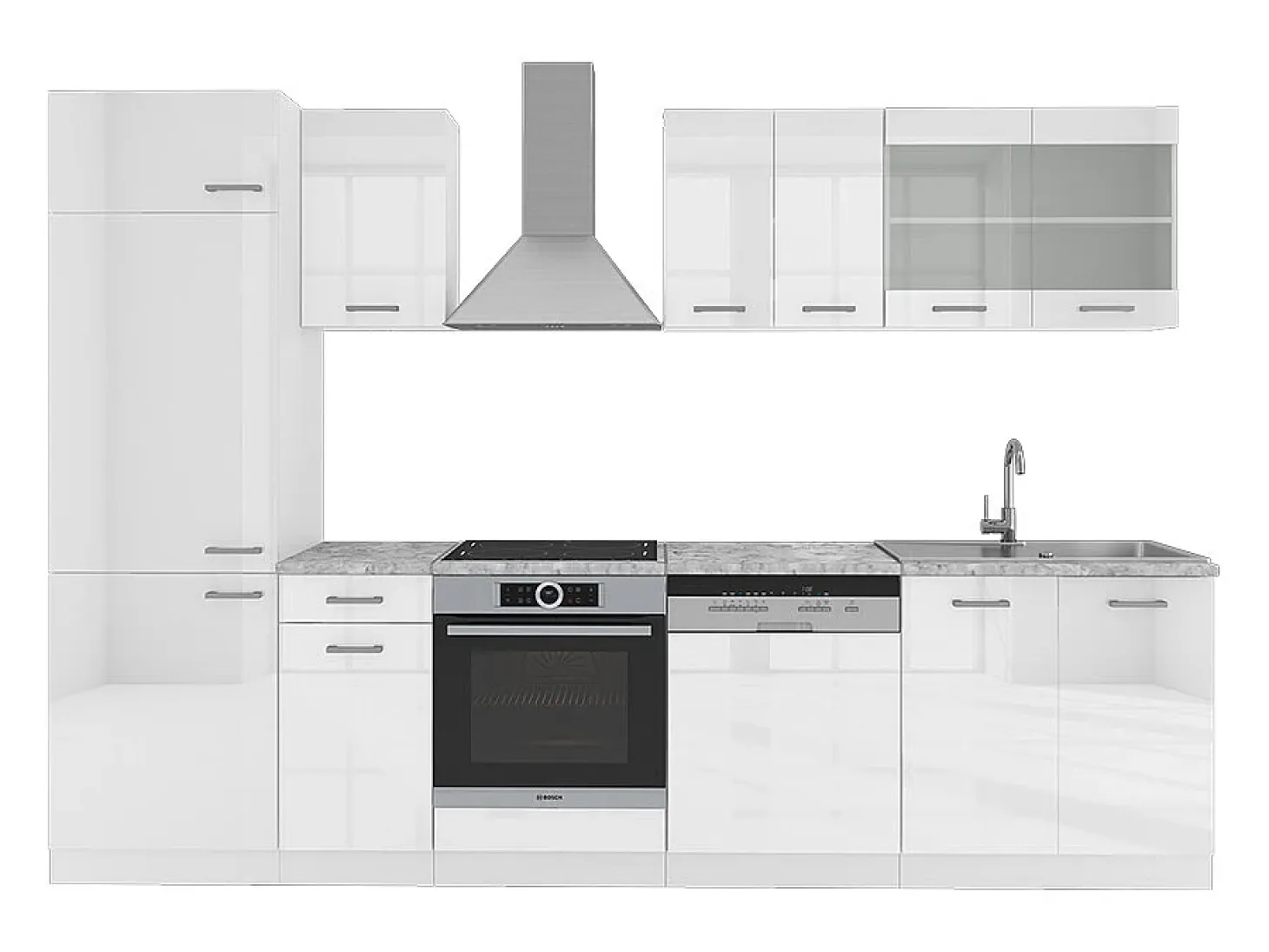 Mueble de cocina blanco alto brillo/blanco 300x60x81.6 r-line