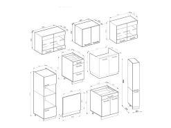 Mueble de cocina blanco alto brillo/blanco 350x60x81.6 r-line