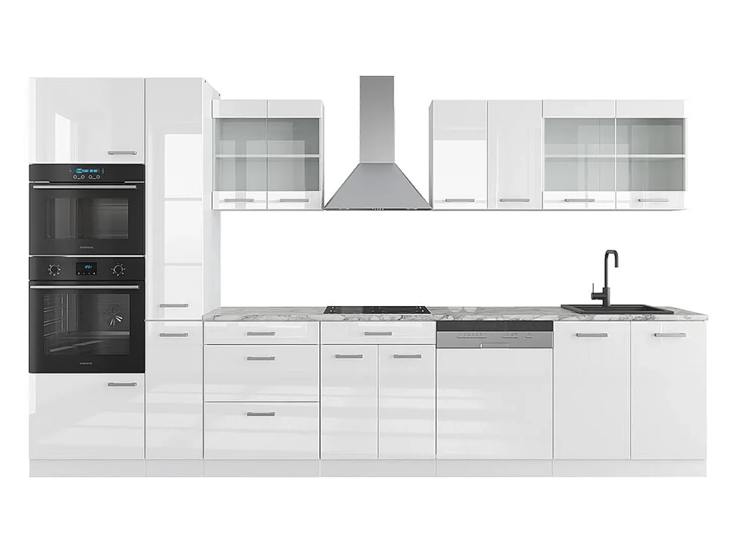 Mueble de cocina blanco alto brillo/blanco 350x60x81.6 r-line
