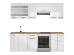 Mueble de cocina blanco alto brillo/blanco 240x46x81.6 fame-line