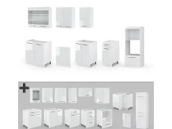 Mueble de cocina blanco alto brillo/blanco 300x46x81.6 fame-line