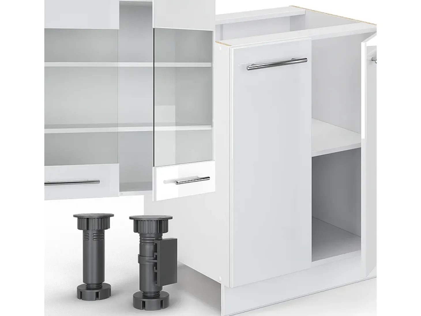 Mueble de cocina blanco alto brillo/blanco 300x46x81.6 fame-line