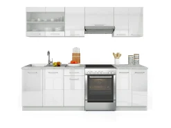 Mueble de cocina blanco alto brillo/blanco 240x60x81.6 raul
