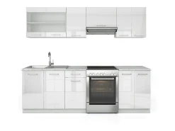 Mueble de cocina blanco alto brillo/blanco 240x60x81.6 raul
