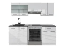 Mueble de cocina blanco alto brillo/blanco 200x46x81.6 r-line