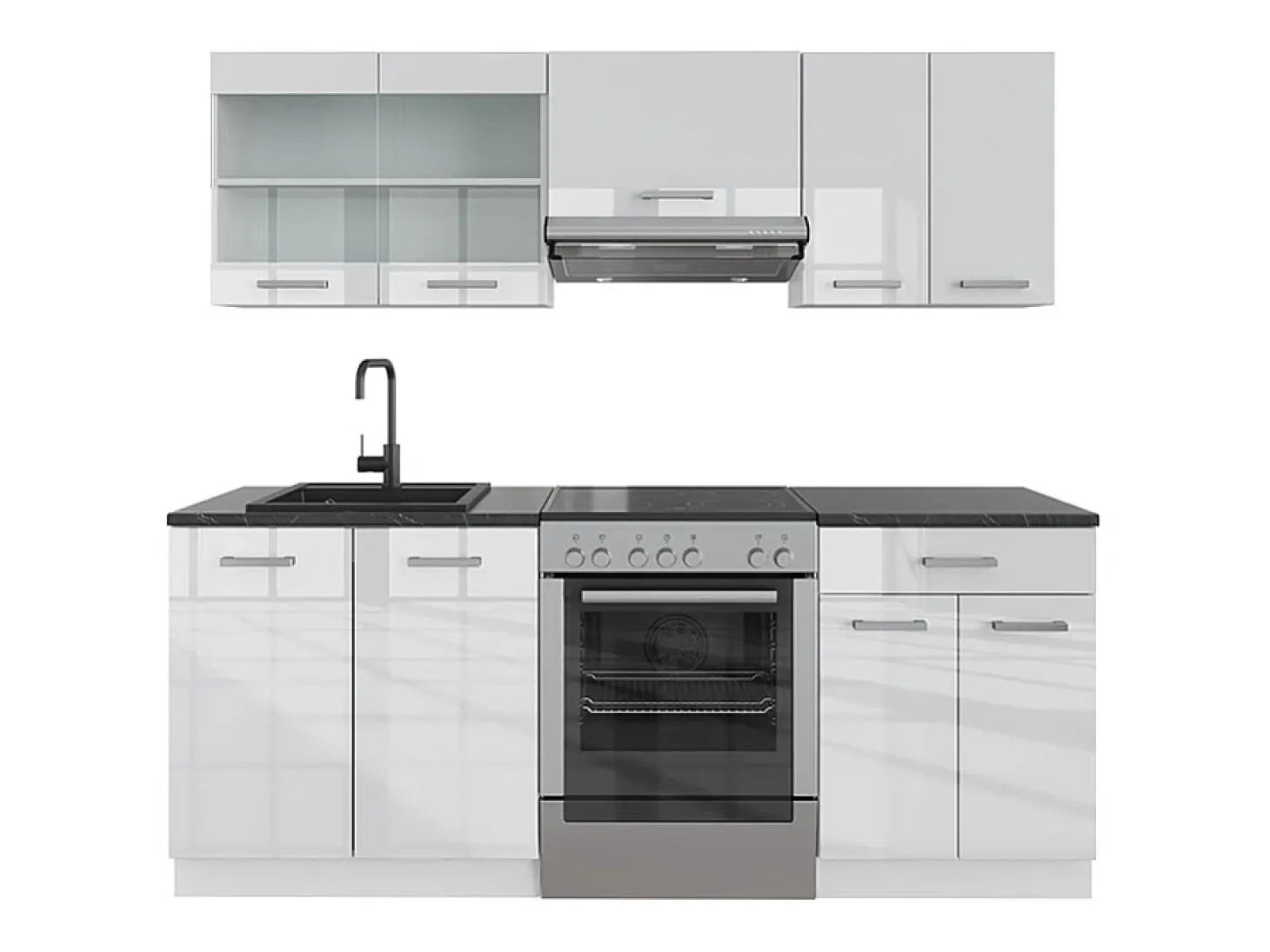 Mueble de cocina blanco alto brillo/blanco 200x46x81.6 r-line