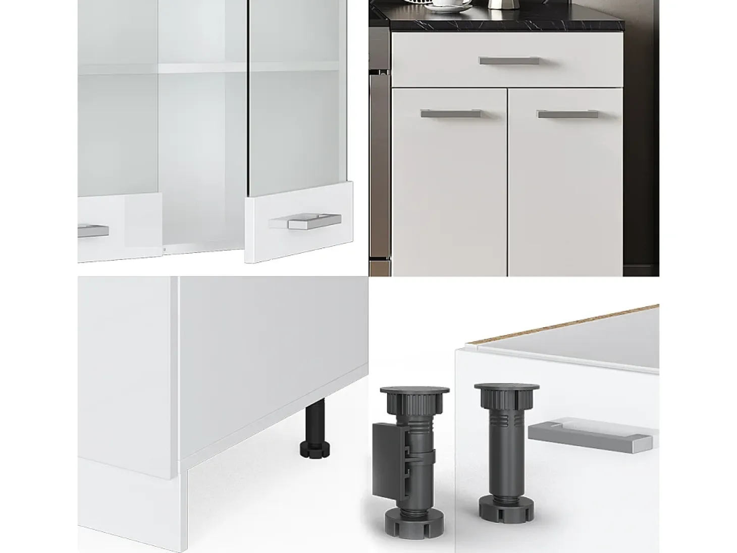 Mueble de cocina blanco alto brillo/blanco 200x46x81.6 r-line