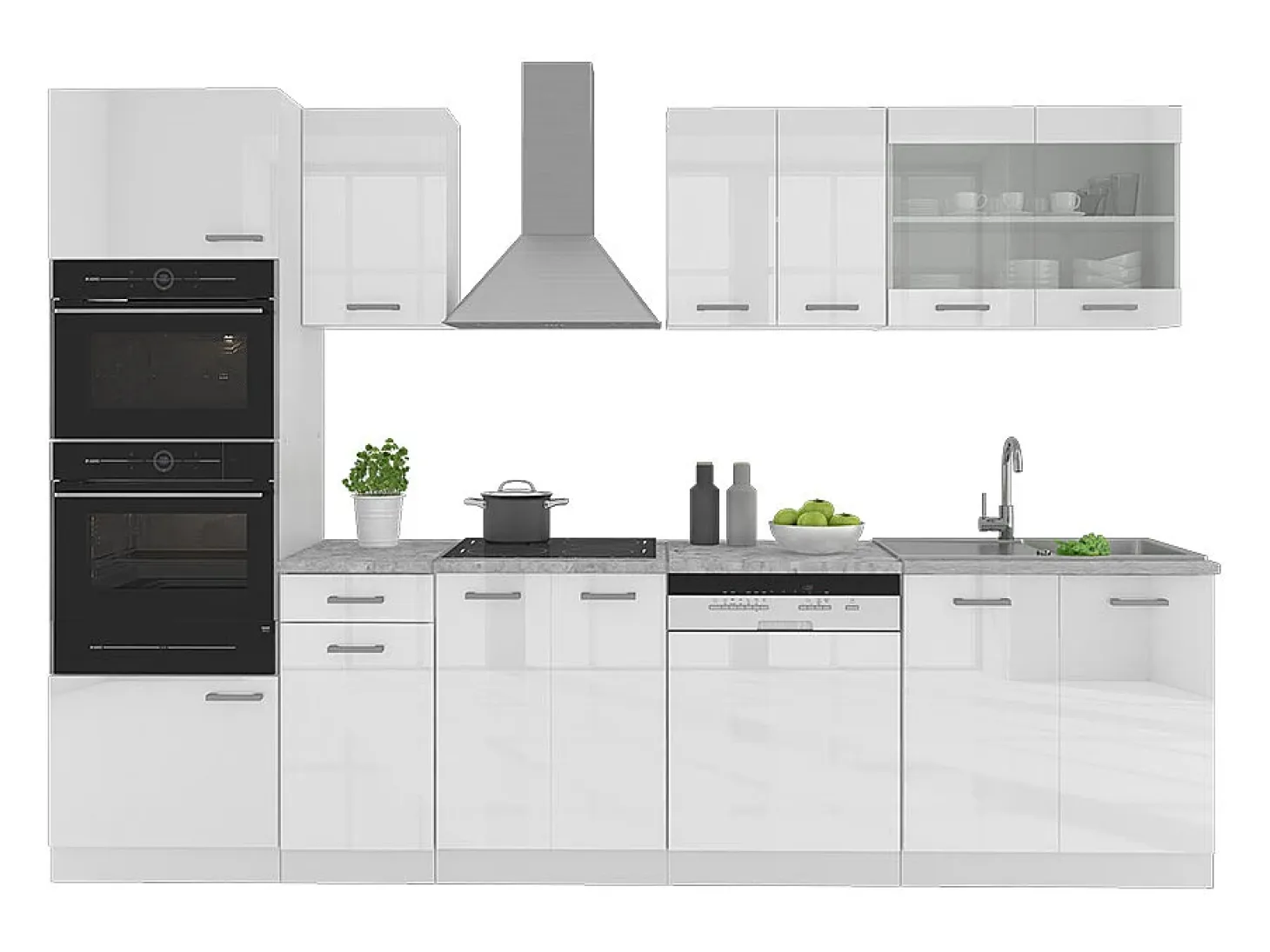 Mueble de cocina blanco alto brillo/blanco 300x60x81.6 r-line
