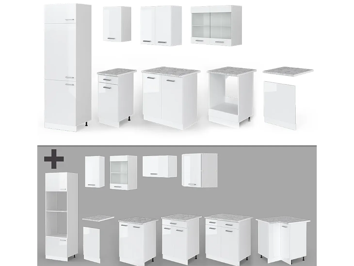 Mueble de cocina blanco alto brillo/blanco 300x60x81.6 r-line