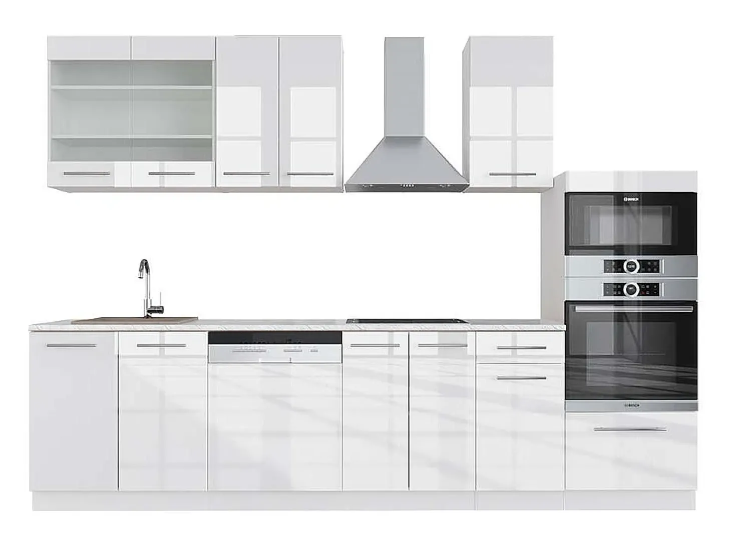 Mueble de cocina blanco alto brillo/blanco 300x60x81.6 fame-line