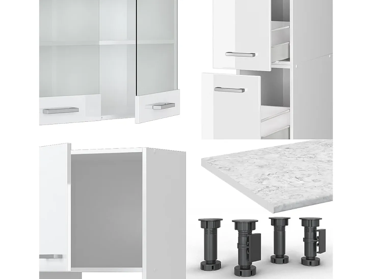 Mueble de cocina blanco alto brillo/blanco 350x60x81.6 r-line