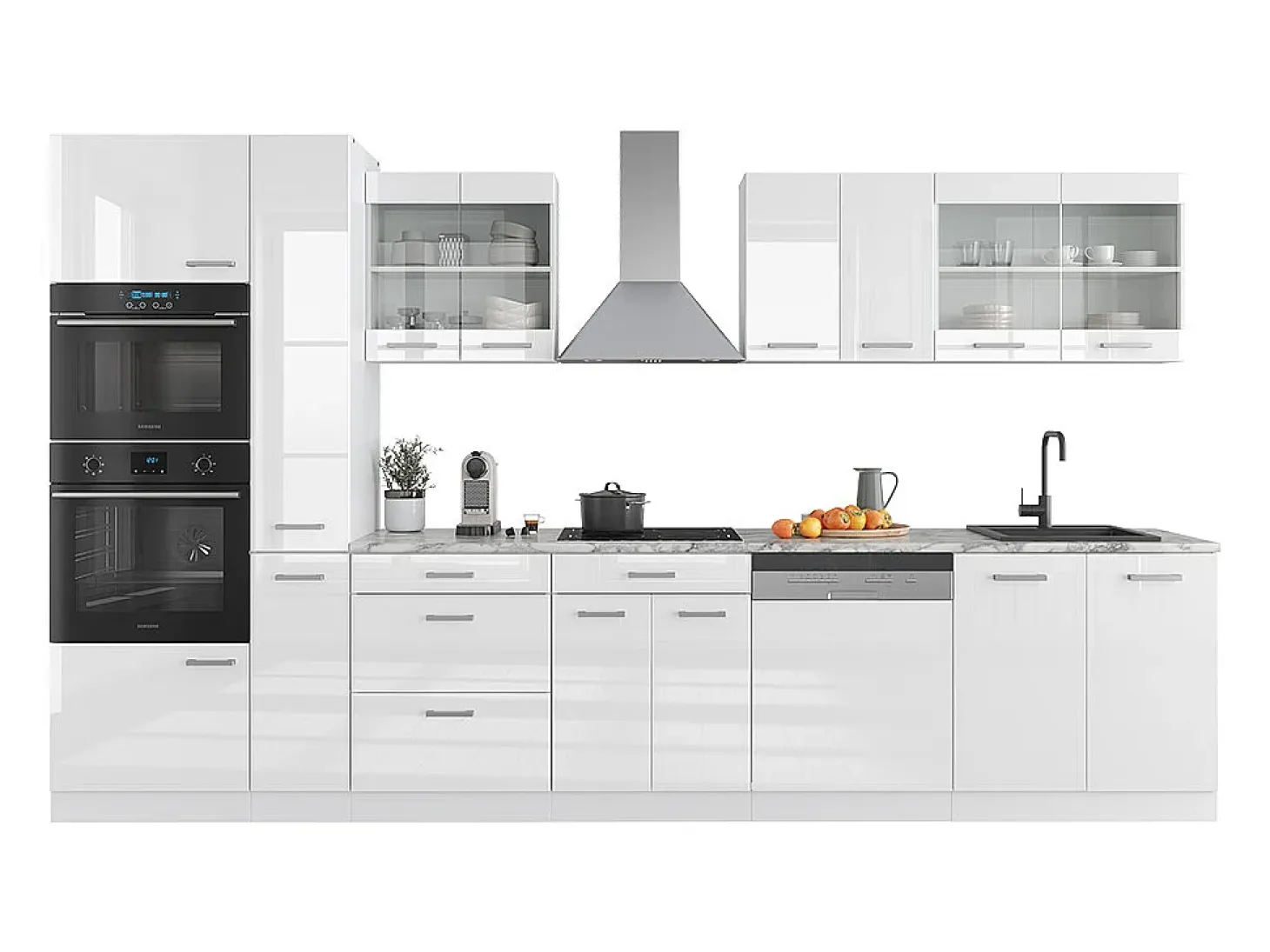 Mueble de cocina blanco alto brillo/blanco 350x60x81.6 r-line
