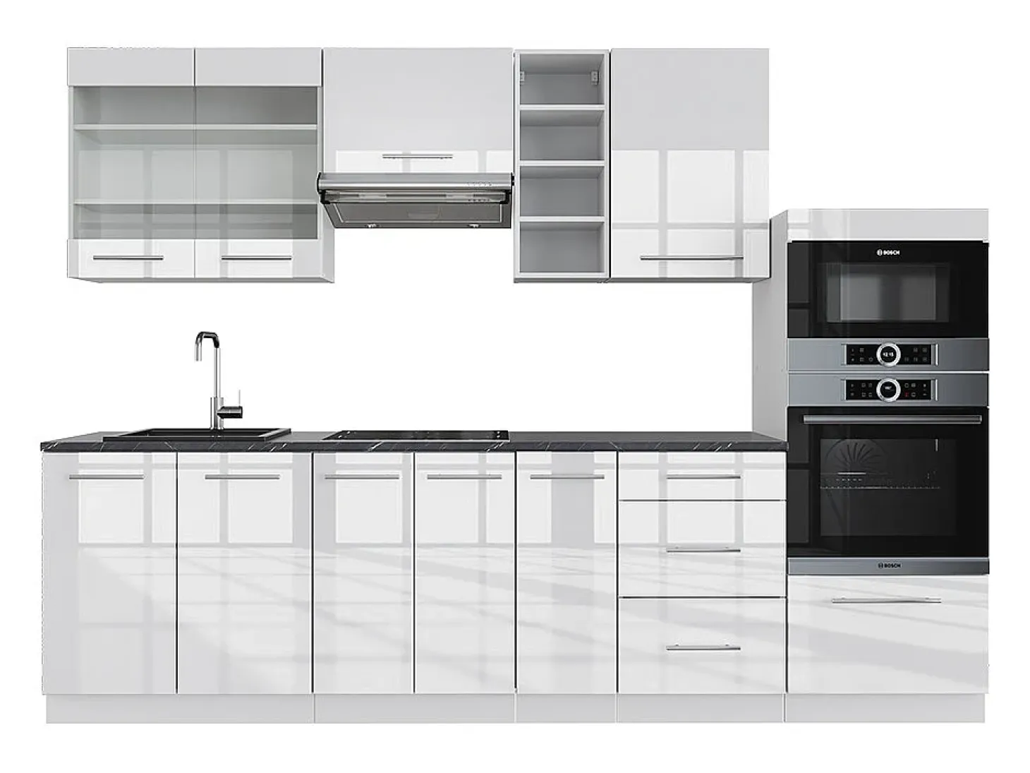 Mueble de cocina blanco alto brillo/blanco 280x60x81.6 fame-line