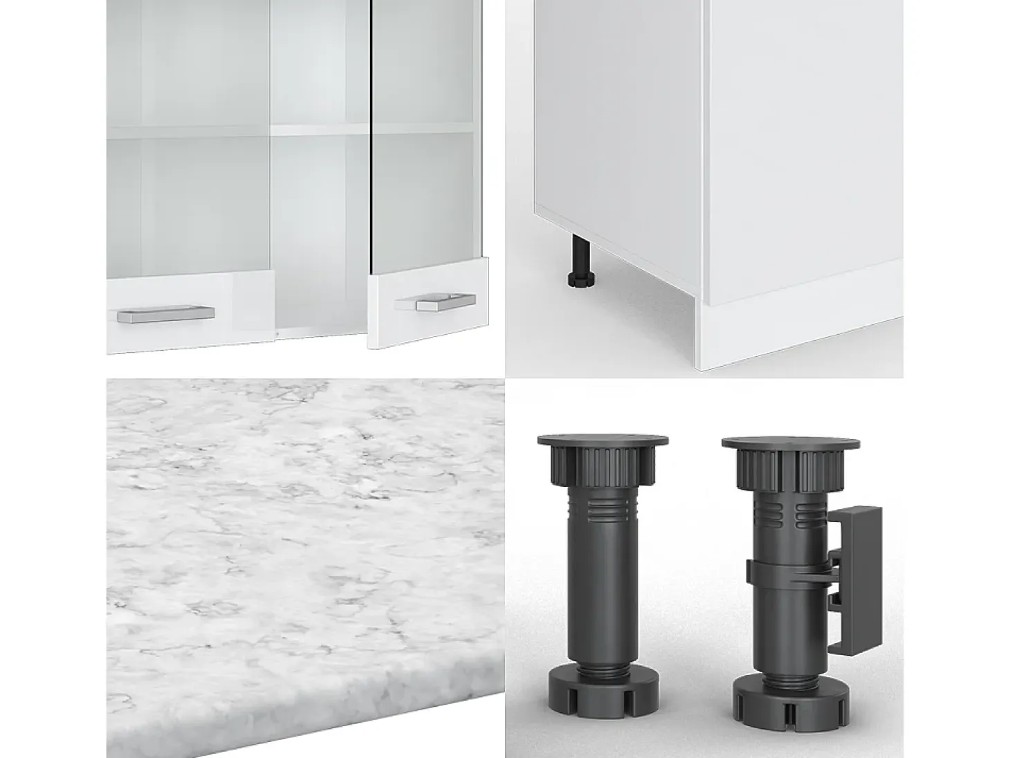 Mueble de cocina blanco alto brillo/blanco 300x60x81.6 r-line