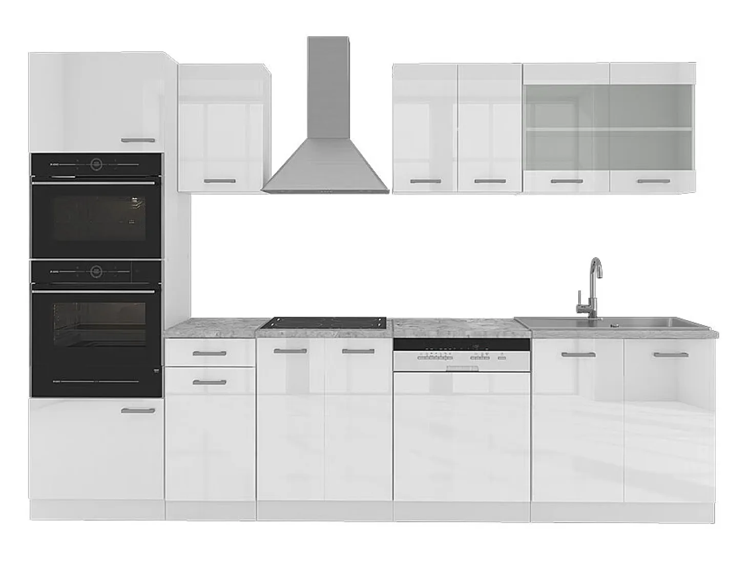 Mueble de cocina blanco alto brillo/blanco 300x60x81.6 r-line