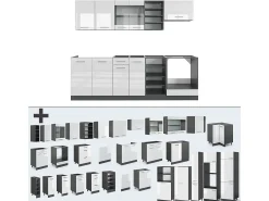 Mueble de cocina blanco brillo/antracita 240x46x81.6 r-line