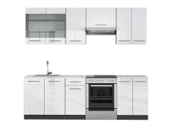 Mueble de cocina blanco brillo/antracita 240x60x81.6 fame-line